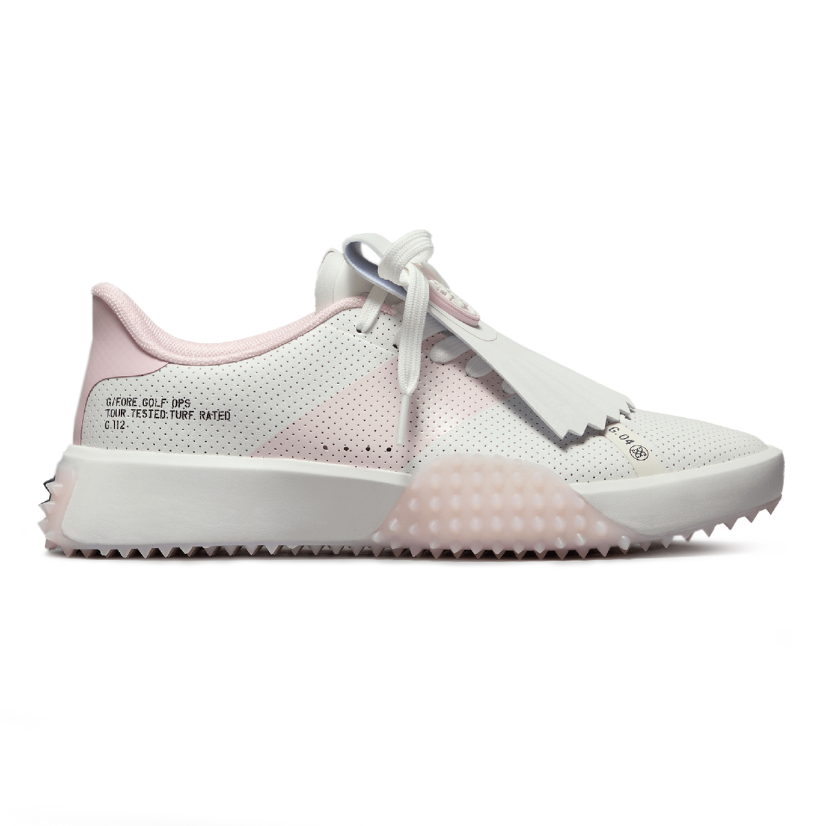 G/Fore Women's G.112 Perforated Leather Kiltie Golf Shoes - Snow/Blush