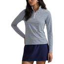 RLX Ralph Lauren Damen-Golfpullover aus UV-Stretch-Jersey mit 1/4-Reißverschluss – Refined Navy/Cremic White/Blue Mist