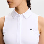 J.Lindeberg Damen Dena Ärmelloses Golf-Poloshirt – Weiß