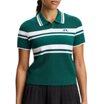J.Lindeberg Damen Athena Gestricktes Golf-Poloshirt – Forest Biome