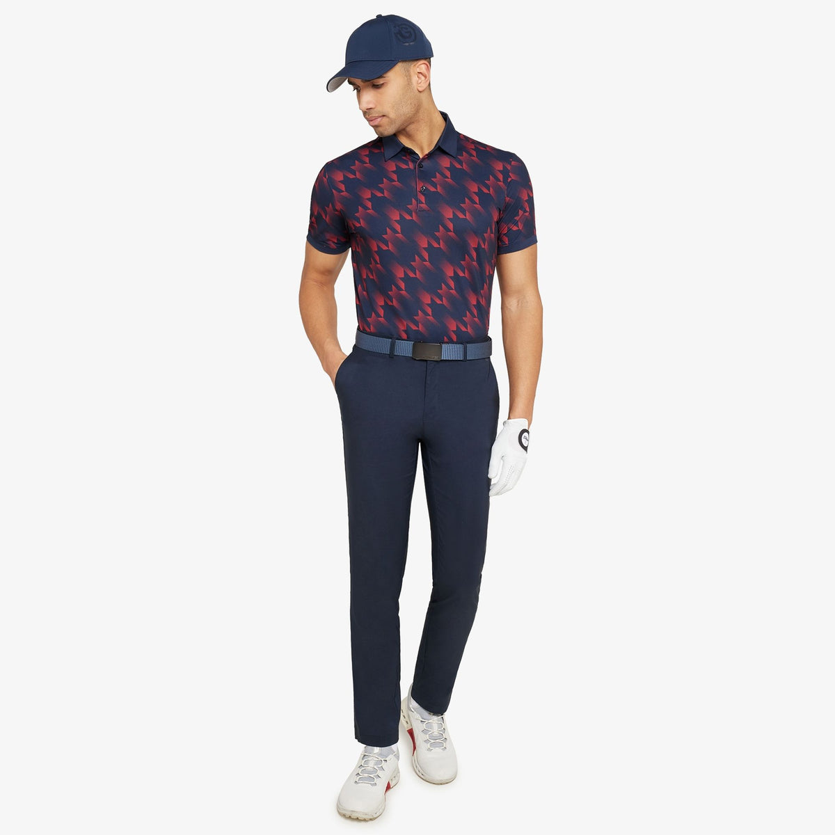 Galvin Green Miles Breathable Golf Polo Shirt - Navy/Red