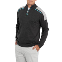 Glenmuir Selkirk Quarter Reißverschluss Rippchen Baumwollgolfpullover - Holzkohlemarmel