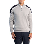 Glenmuir Selkirk Quarter Reißverschluss, gerippte Baumwollgolfpullover - Hellgraue Mergel