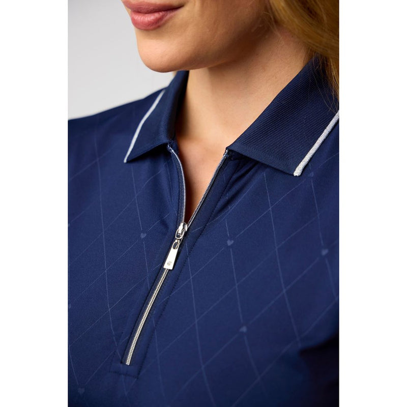 Glenmuir Women's Amelia 1/4 Zip Performance Golf Shirt - Navy Diamond