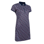 Glenmuir Frauen Victoria 1/4 Zip Performance Golf Polo Kleid - Marine/ Granatblumen
