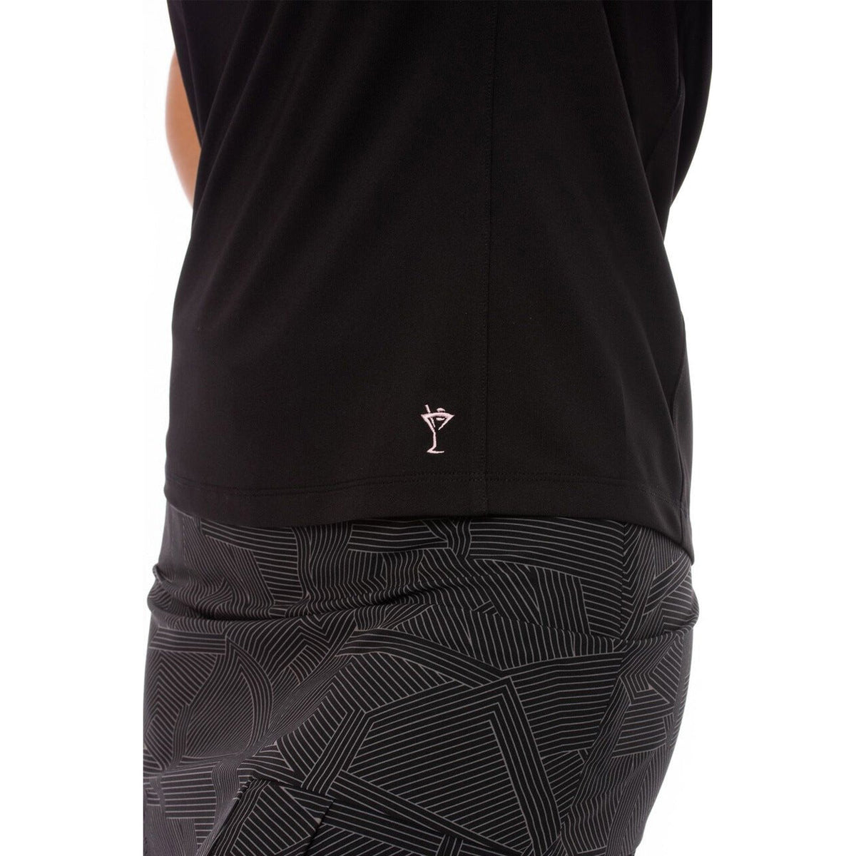 Golftini Damen Kurzarm Rüschen Golf Polo -Hemd - schwarz