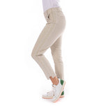 Golftini Stretch-Knöchel-Golfhose für Damen – Khaki/Weiß