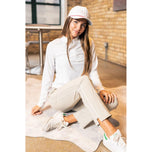 Golftini Stretch-Knöchel-Golfhose für Damen – Khaki/Weiß