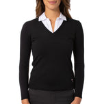 Golftini Damen Stretch-Golfpullover mit V-Ausschnitt – Schwarz