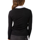 Golftini Damen Stretch-Golfpullover mit V-Ausschnitt – Schwarz