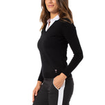 Golftini Damen Stretch-Golfpullover mit V-Ausschnitt – Schwarz