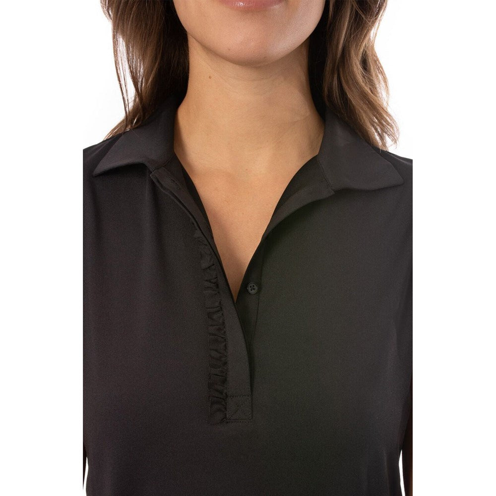 Golftini Damen Kurzarm Rüschen Golf Polo -Hemd - schwarz