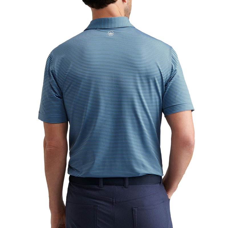 Peter Millar Hales Performance Jersey Golf Polo Shirt - Navy/Cottage Blue