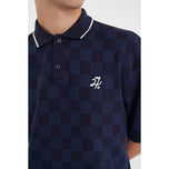 Huffer Check Par Golf Polo Shirt - Marine