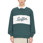 Huffer Rugby Pique Langarm-Golf-Poloshirt – Marineblau/Kreide