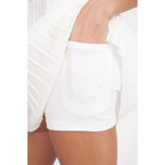 Huffer Birdie Plissee-Golfskort für Damen – Kreide/Marineblau