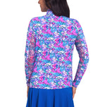 IBKUL Damen Allana Long Sleeve Zip Mock Neck – Candy Pink Multi