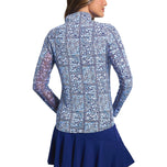 IBKUL Damen Josie Long Sleeve Zip Mock Neck – Marineblau/Peri
