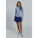 IBKUL Damen Josie Long Sleeve Zip Mock Neck – Marineblau/Peri