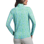 IBKUL Damen Josie Long Sleeve Zip Mock Neck – Türkis/Limette