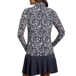 IBKUL Karen Langarm-Stehkragenpullover für Damen – Schwarz/Grau