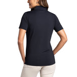 IBKUL Damen Solid Short Sleeve Zip Mock Neck – Schwarz