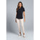IBKUL Damen Solid Short Sleeve Zip Mock Neck – Schwarz