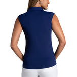 IBKUL Solides ärmelloses Golf-Poloshirt mit Reißverschluss für Damen – Marineblau