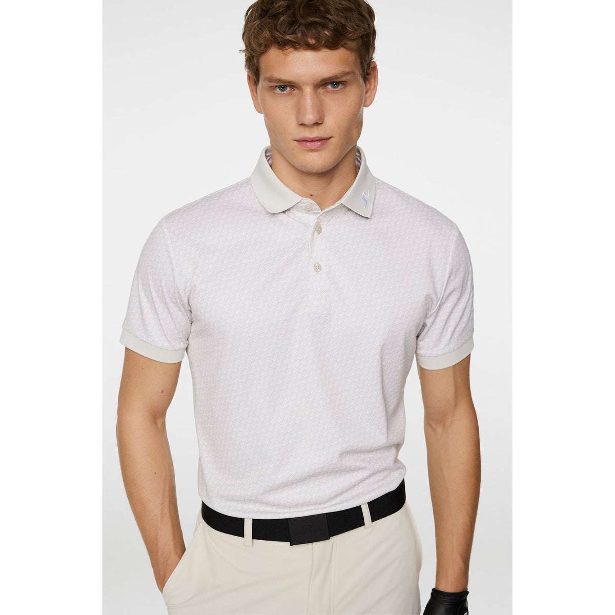 J. Lindeberg Tour Tech gedrucktes Golf Polo -Shirt - Shadow Bridge Moonbeam