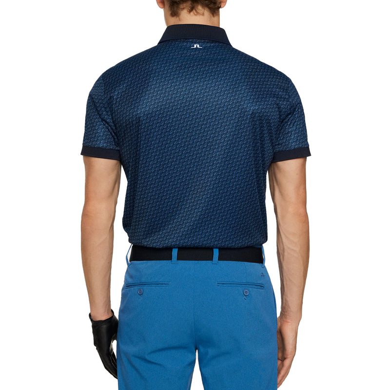 J.Lindeberg Tour Tech gedrucktes Golf Polo -Shirt - Shadow Bridge Navy