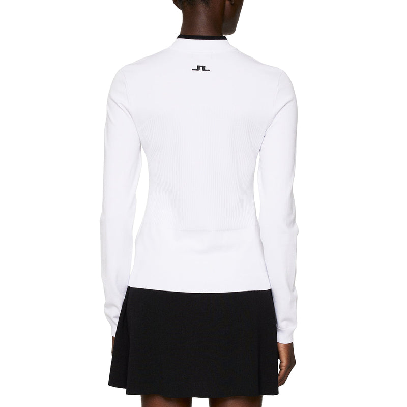 J. Lindeberg Women's Anna Strick -Reißverschluss -Golfpullover - Weiß