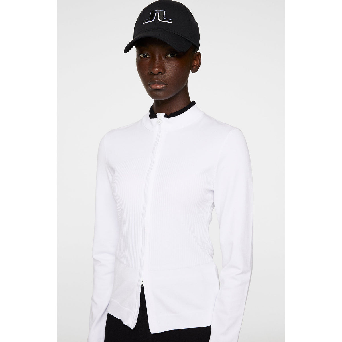 J. Lindeberg Women's Anna Strick -Reißverschluss -Golfpullover - Weiß