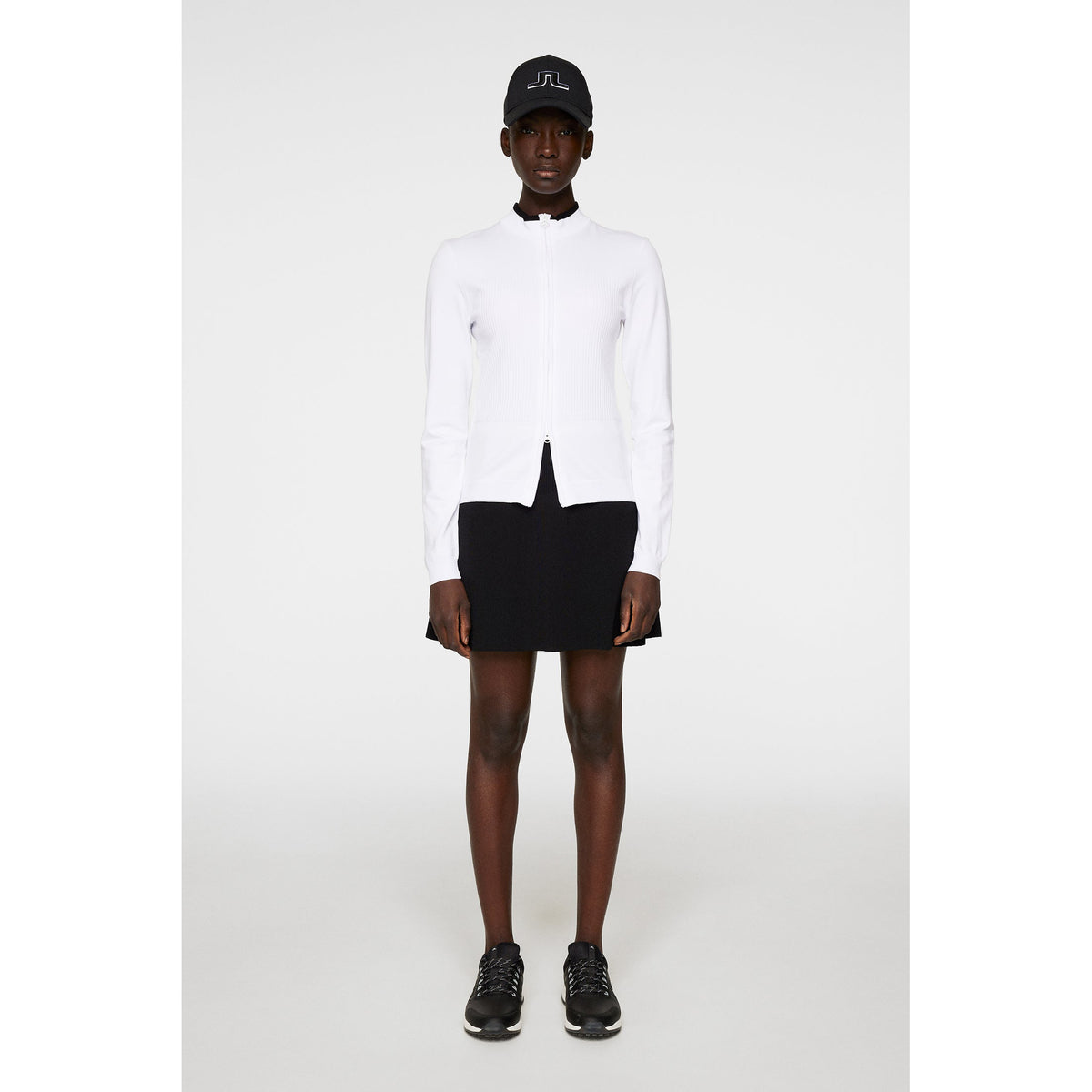 J. Lindeberg Women's Anna Strick -Reißverschluss -Golfpullover - Weiß