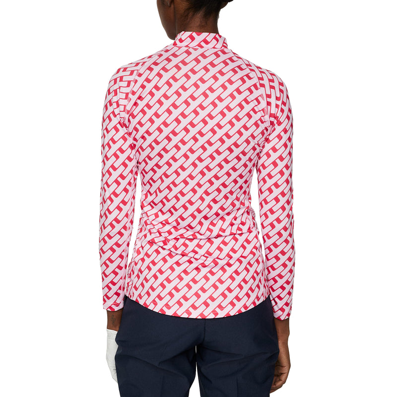 J.Lindeberg Damens Ella Kompression gedrucktes Golf Top - Tour Geo Pink