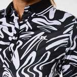 J.Lindeberg 女式 Georgia 印花 Polo 高尔夫衬衫 - Scribble JL 海军蓝