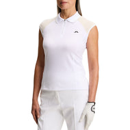 J.Lindeberg Damen Lei Ärmelloses Golf-Poloshirt – Weiß