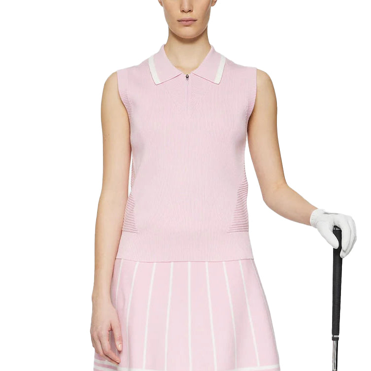 J. Lindeberg Women's Ramona ärmelloses gestricktes Golf Polo -Hemd - Nosegrey