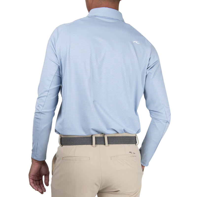 Kjus Soren Streifen Langarm Golf Poloshirt - Bermuda/Legierung