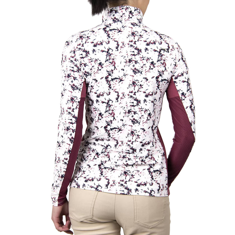 Kjus Frauen Sonnenschein gedruckt halb Zip Sonnenschutz Golfschicht - Rosequarz/Knochen weiß