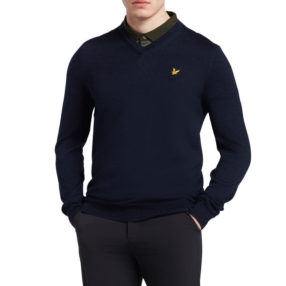Lyle & Scott Golf Merino Mischung gegen Nackenpullover - Marine
