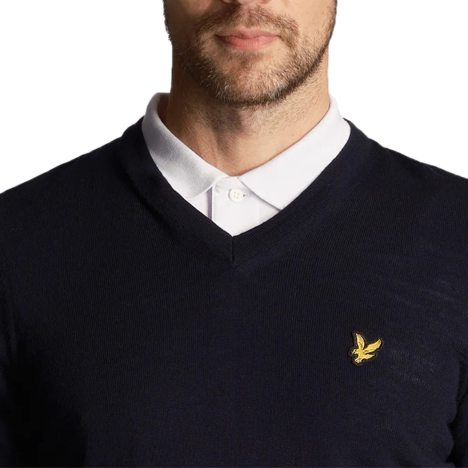 Lyle & Scott Golf Merino Mischung gegen Nackenpullover - Marine