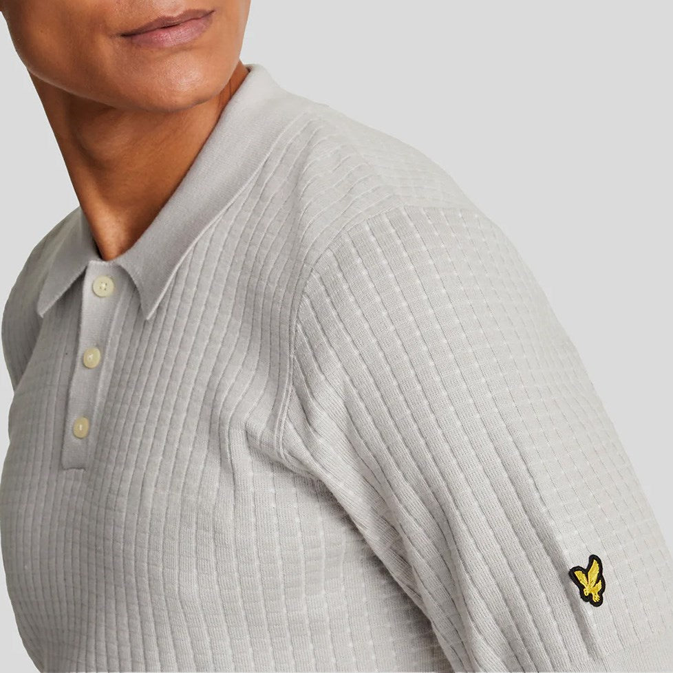 Lyle und Scott Golf Golf gestricktes Raster Poloshirt - Kieselble