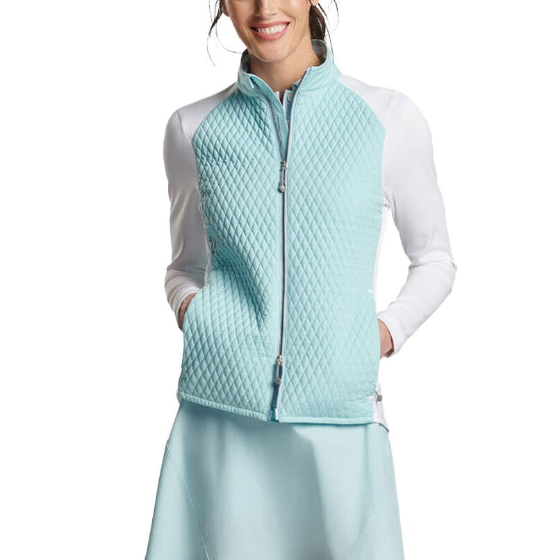 Peter Millar Damen merge Hybrid -Golfjacke - Blaue Fichte/ Weiß