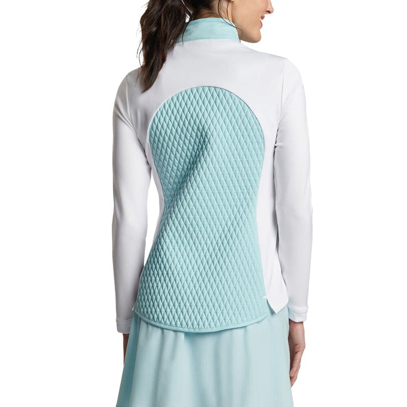 Peter Millar Damen merge Hybrid -Golfjacke - Blaue Fichte/ Weiß