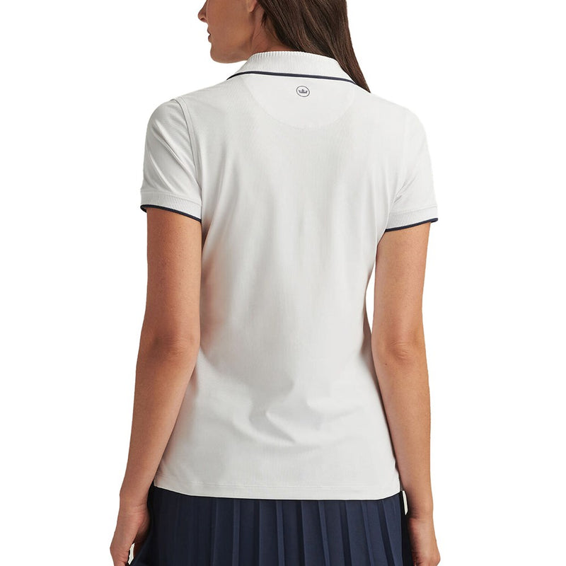 Peter Millar Frauen Whitworth Sport Mesh Golf Shirt - Weiß/Marine