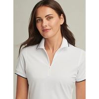 Peter Millar Frauen Whitworth Sport Mesh Golf Shirt - Weiß/Marine