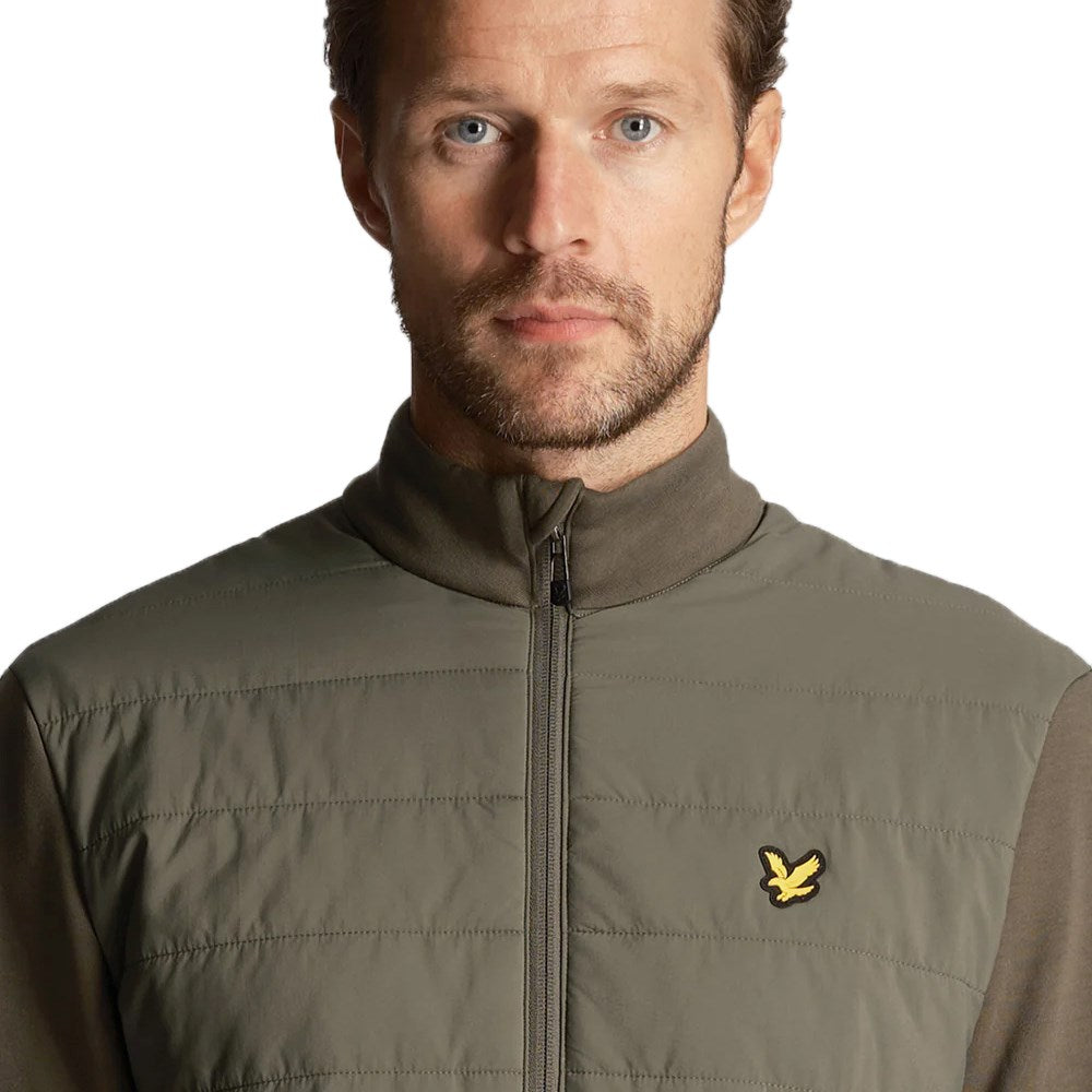 Lyle & Scott Baffle gesteppt Viertel Zip Golf Midlayer - Cactus Green