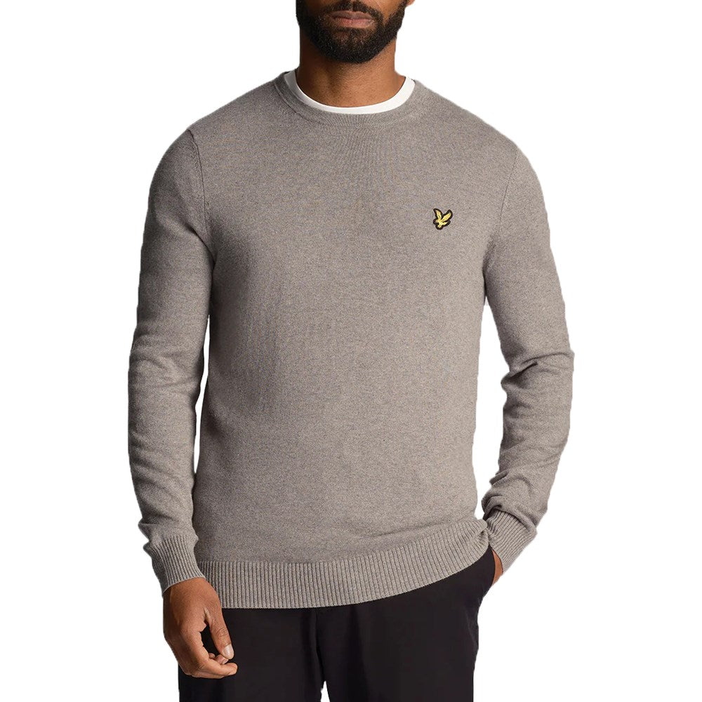 Lyle & Scott Cotton Merino Blend Crew Neck Pullover - Mid Grey Mergel