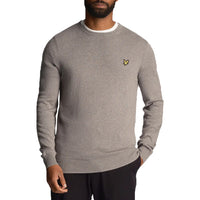 Lyle & Scott Cotton Merino Blend Crew Neck Pullover - Mid Grey Mergel