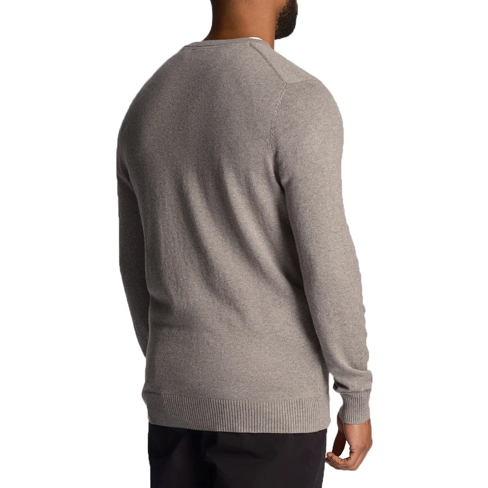 Lyle & Scott Cotton Merino Blend Crew Neck Pullover - Mid Grey Mergel
